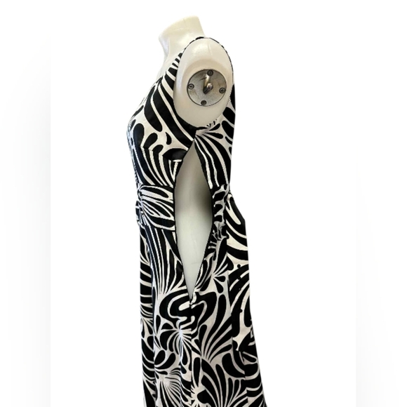 Esprit Black and White Patterned Midi Dress EUC Sleevless Size 6 - Picture 3 of 10